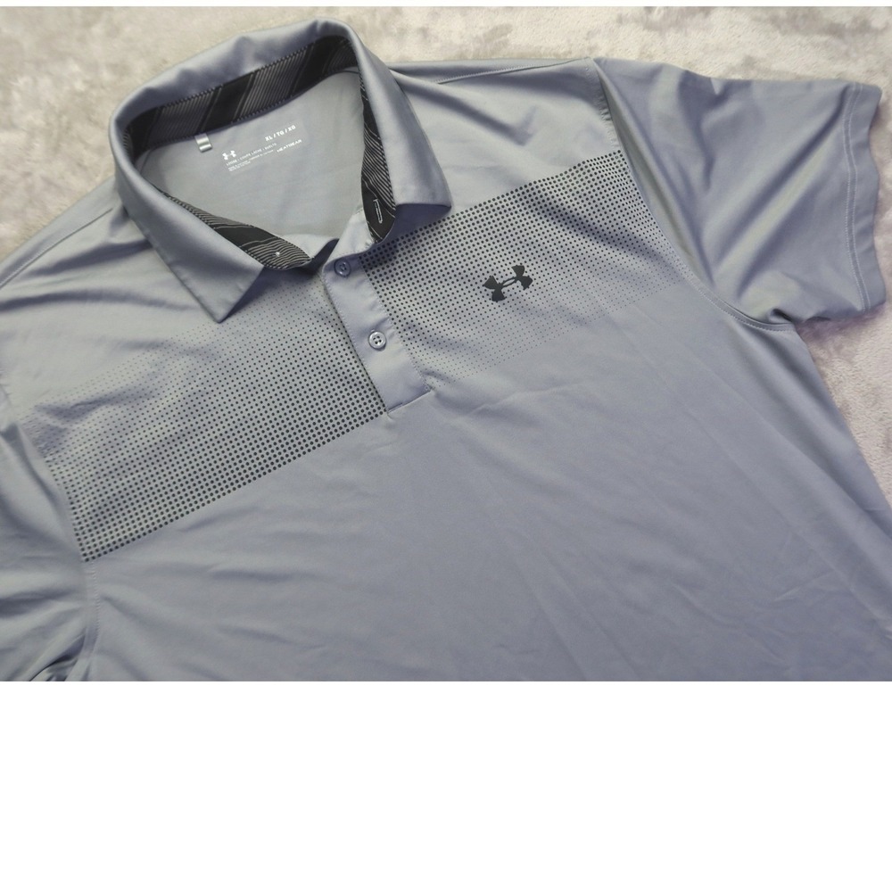 Under‎ Armour Men's HeatGear Polo Shirt XL Gray Dot Matrix Gradient Golf Loose